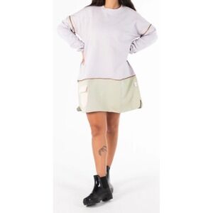 Sacer Circular Colorblock Zipper Sweatshirt Lavender Sage Green Womens S/M $180